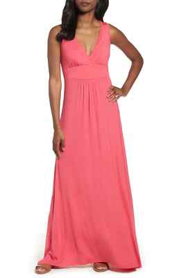 loveappella v-neck jersey maxi dress Loveappella V-Neck Jersey Maxi Dress in Pink Polish at Nordstrom, Size X-Large