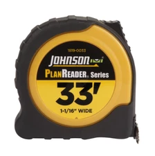 JOHNSON 1819-0033 Tape Measure 33' x 1-1/16" PlanReader Power Tape