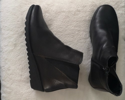 Women's Boots WEDGE Zip Leather Ankle 
