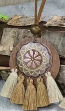 30-32" Sweater Leather Necklace With 3" Wood Pendant Tassel New Free Ship 8022