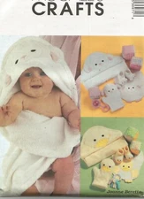 3697 McCalls Sewing Pattern UNCUT Lamb Duck Hooded Towels Bibs Booties Wash Mitt