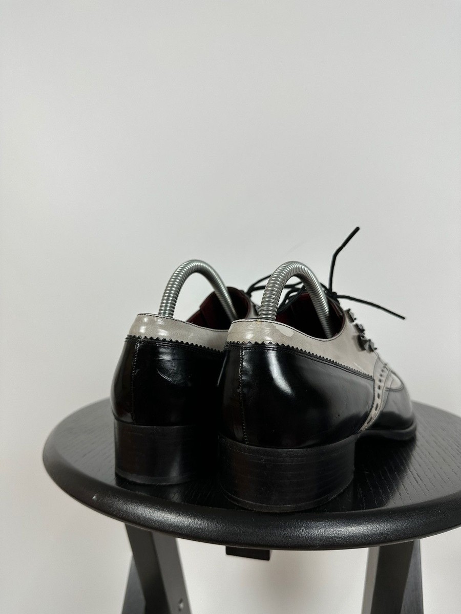 Men's Prada Studded Rhinestone Two-Tone Oxford Dress Leather Shoes
