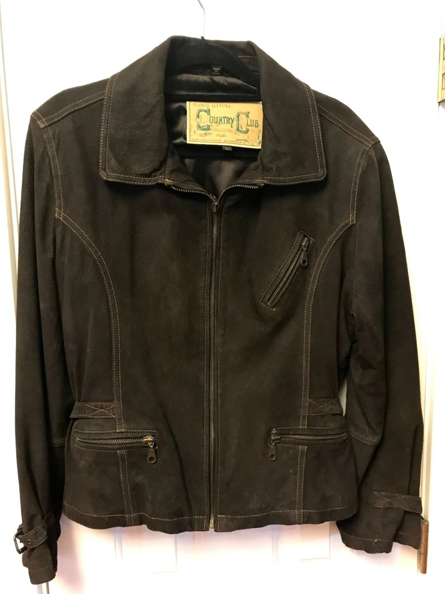 WOMENS LLOYD ELLIOT S COUNTRY CLUB LEATHER JACKET BROWN SIZE LARGE