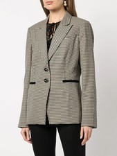 Paige Beige Black Houndstooth Tailored Blazer Jacket - Size Xs