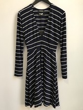 NEW Reformation Meridian Dress Sailboat Navy White Stripe Jersey Deep V XS