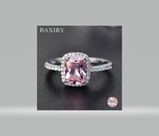 925 Sterling Silver Cushion Cut Pink Quartz Ring