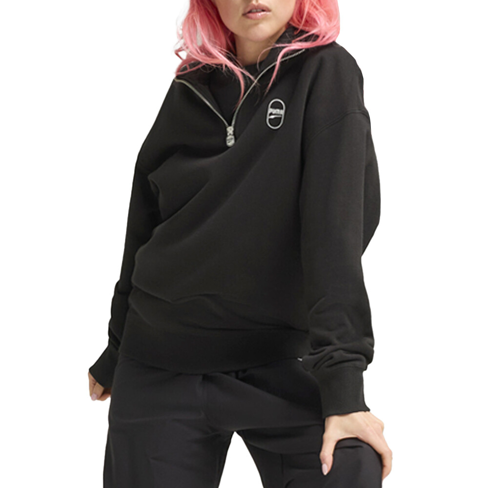 Пуловер на молнии с имитацией шеи Puma Downtown 180, толстовка мужская, черный 62675401