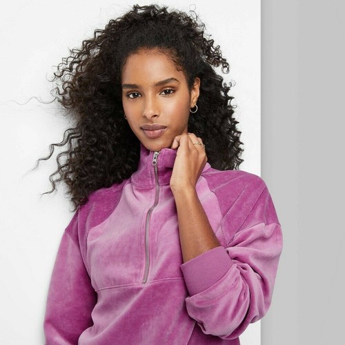 Cozy Velour Tunic Sweatshirt Purple 