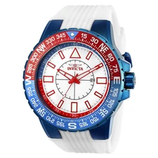 Invicta Men's Watch Aviator Quartz Compass Date Display White Rubber Strap 23997