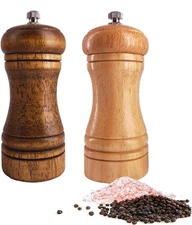 Salt and Pepper Grinders Set, Manual Wooden Salt and Pepper Mills Shakers, Ce...
