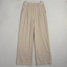Halara Wide Leg Pants Womens Small Cream Pleated Pull On Comfort Stretchy