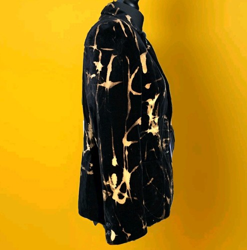 Black And Tan Upcycled Velvet Jacket By Blink Friction Size 14 M&S Hand Dyed - Picture 5 of 7