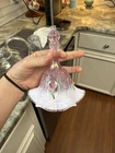 Fenton HandPainted Pink Opalescent Scalloped Floral Signed Bell