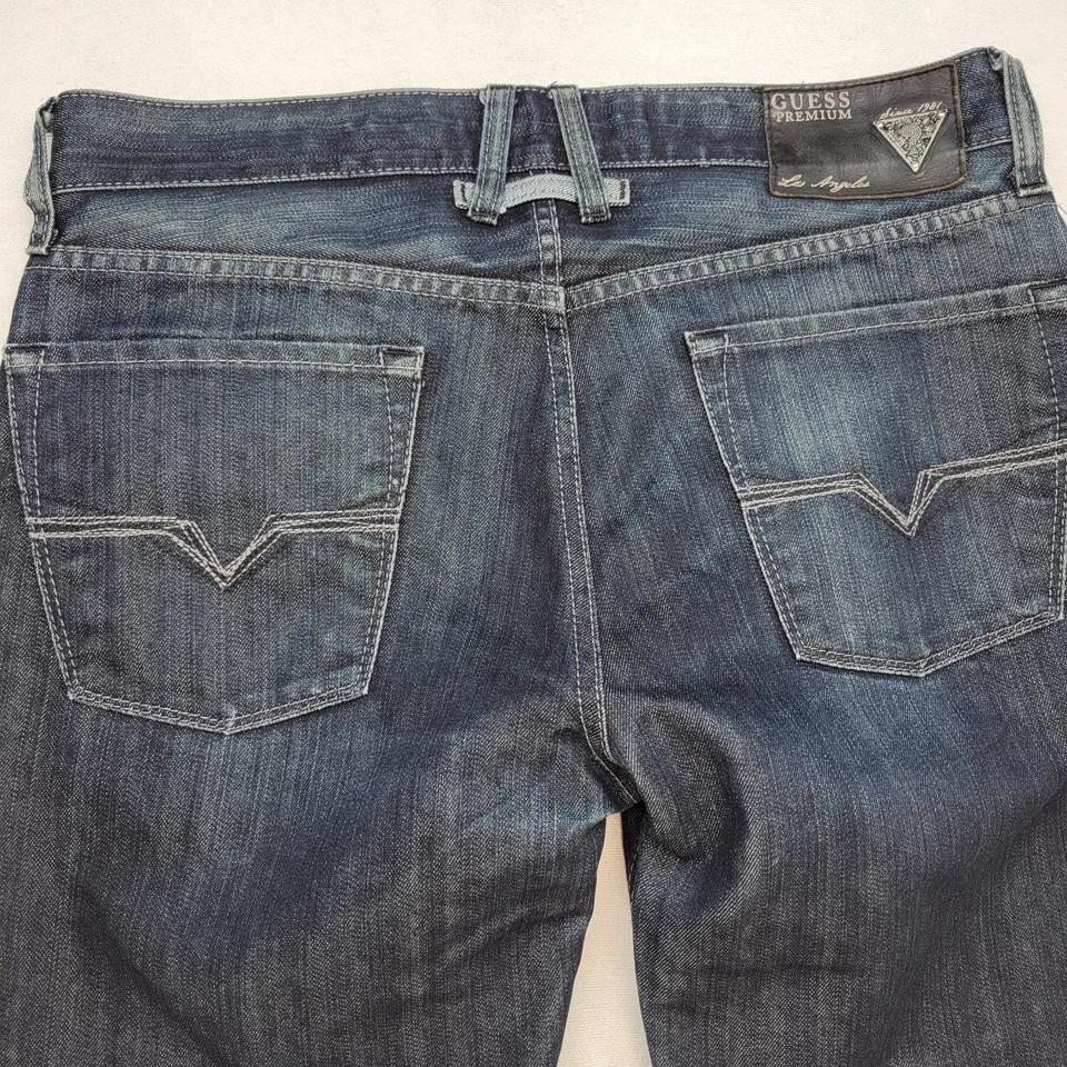 Jeans Guess Para Hombre 32x34 Azul Lincoln Ajustado Recto Tiro Medio Denim Lavado Oscuro Foto 4 de 4