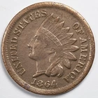 1864 Bronze Indian Head Penny Cent Very Fine (VF) Damaged