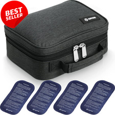 Large Insulin Cooler Travel Case w/4x160g Ice Packs Diabetic Med Bag w/Handle US