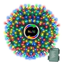 Multi-Colored Battery Operated Christmas Lights, 34.1FT Multicolor-Green wire