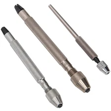 Portable 3 Sizes Pin Vise Repair Set - Silver Alloy Hand Drills for Watchmakers