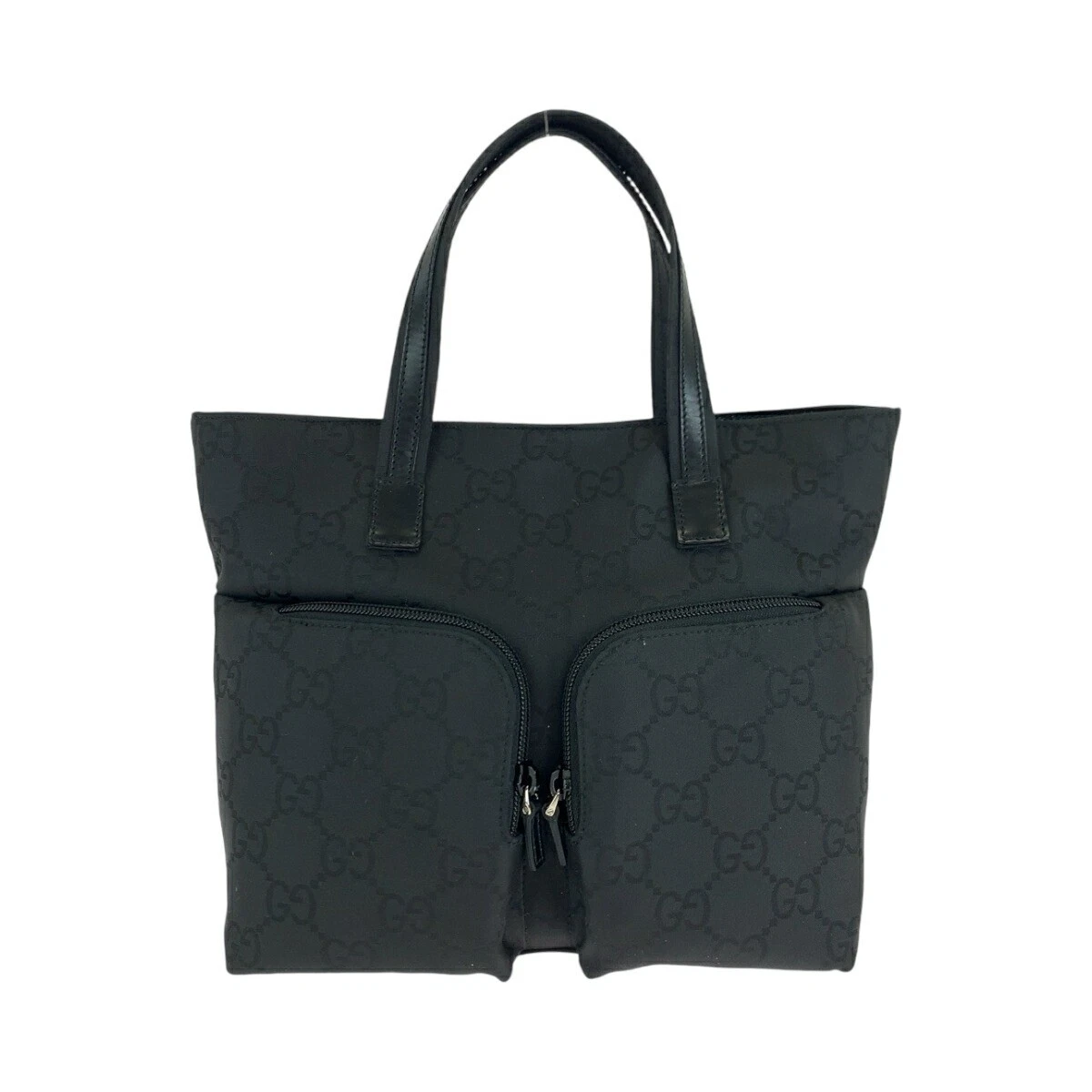 Sac fourre tout Beauty GUCCI W poche noir noir métal argenté GG toile 105650