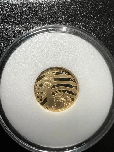 2017 Cook Islands $5 1/10 oz .24 Gold Statue Of Liberty Coin In Capsule
