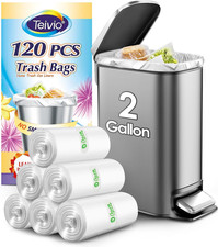 2 Gallon 120 Counts Strong Trash Bags Garbage Bags by , Bathroom Trash Can Bin L