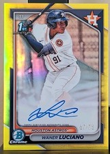 WANER LUCIANO Bowman Chrome 2024 Yellow Refractor /75 Auto