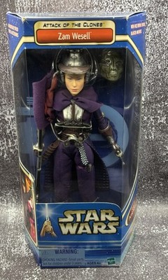 Star Wars Attack of the Clones  Zam Wesell 12 Inch - Hasbro 2002 Original Box