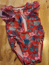 Cat  Jack Floral Baby Girl Sz 12 Months Rash Guard Swimsuit Zip Tropical Beach