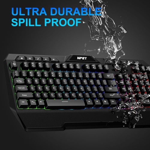 NPET K32 Wireless Gaming Keyboard RGB with Wrist Rest-Long-Lasting Rechargeable - Zdjęcie 5 z 11