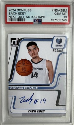 2024-25 Donruss ZACH EDEY Next Day Auto Rookie Card PSA 10