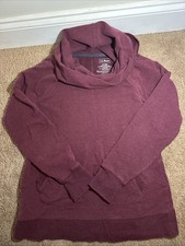 L.L. Bean Cozy Pullover Women's MediumCowl Neck Thumbholes Maroon Sweatshirt