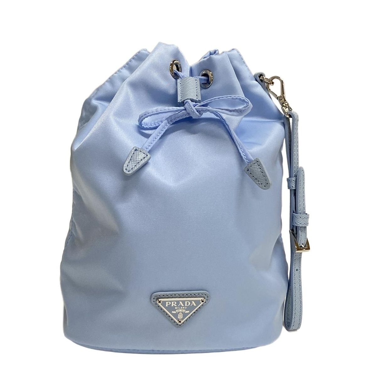 PRADA Light Blue Leather Drawstring Pouch 22.5cm … - image 7