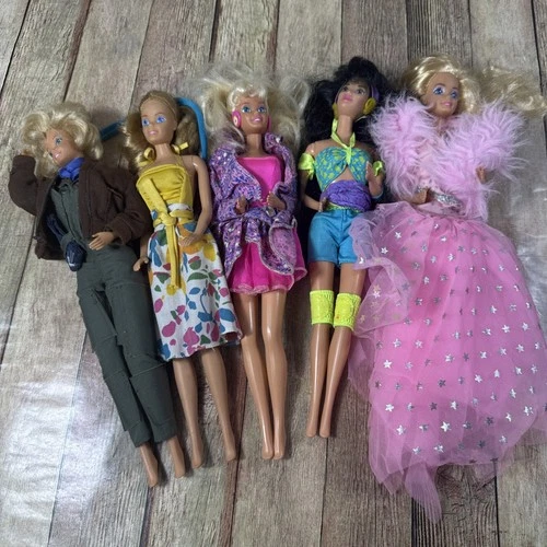 Vintage Barbie Lot Of 5 – 1990s Mattel Dolls, Clothes, Accessories