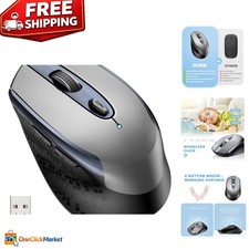 Portable Silent Wireless Mouse for Laptops PCs - Ambidextrous Design, Grey