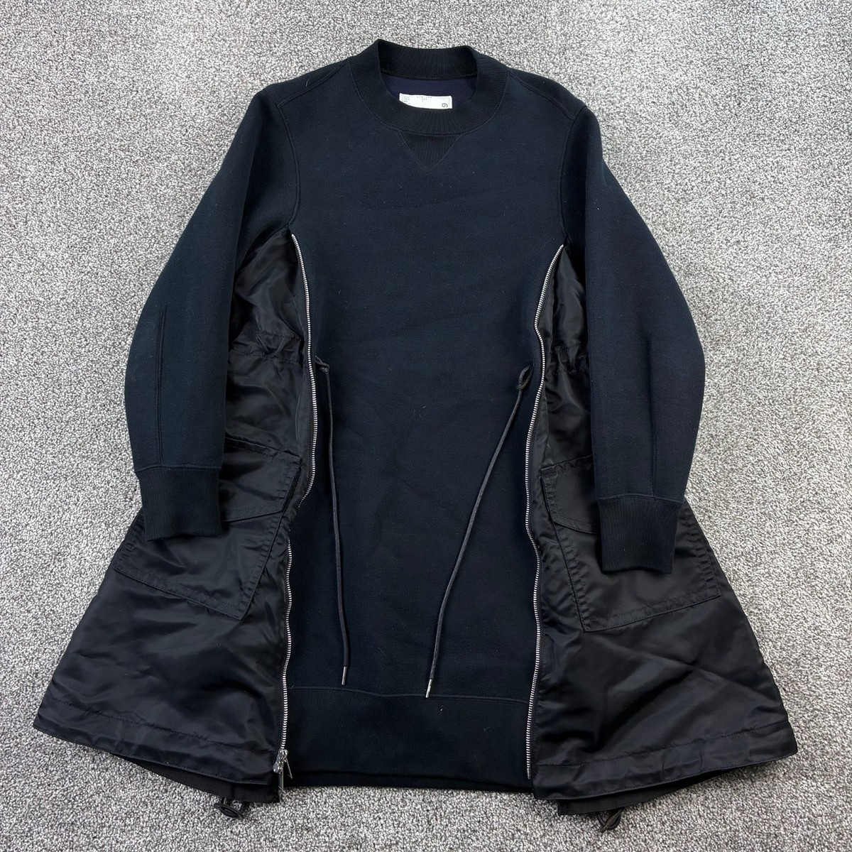 Sacai Sponge Sweat Ma-1 Dress Knee Length V Gazette Side Zipper