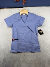 Dickies Medical Nurse Scrub Top Blue XS 19x26 NWT