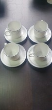 Set of 4 Seltmann Weiden Porcelain Coffee Cups and Saucers Blue and White