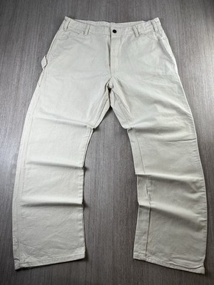 Dickies Carpenter Hose Relaxed Fit Utility Workwear 38x32 Off White 100% Baumwolle