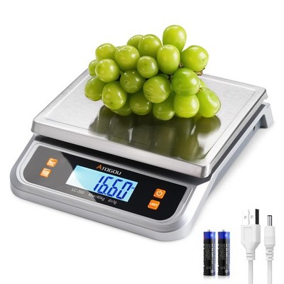 Commercial Digital Kitchen Scale 88lb PlugIn Full View LCD Silver LC200