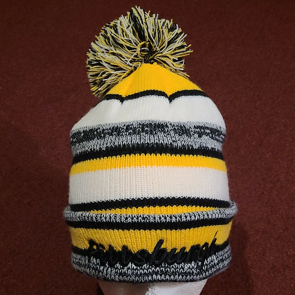 NFL Pittsburg Steelers Sport Knit Black Yellow White Pom Beanie