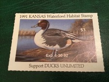 ICOLLECTZONE US Kansas 1991 Duck Habitat Very Fine NH