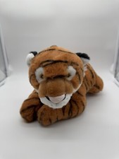 Wild Republic Eco Kids plush tiger lying down soft toy sewn yellow eyes