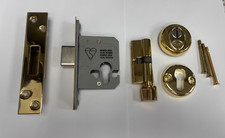 HIGH SECURITY EURO CYLINDER  DEADLOCK 64mm POLISH BRASS FINISH