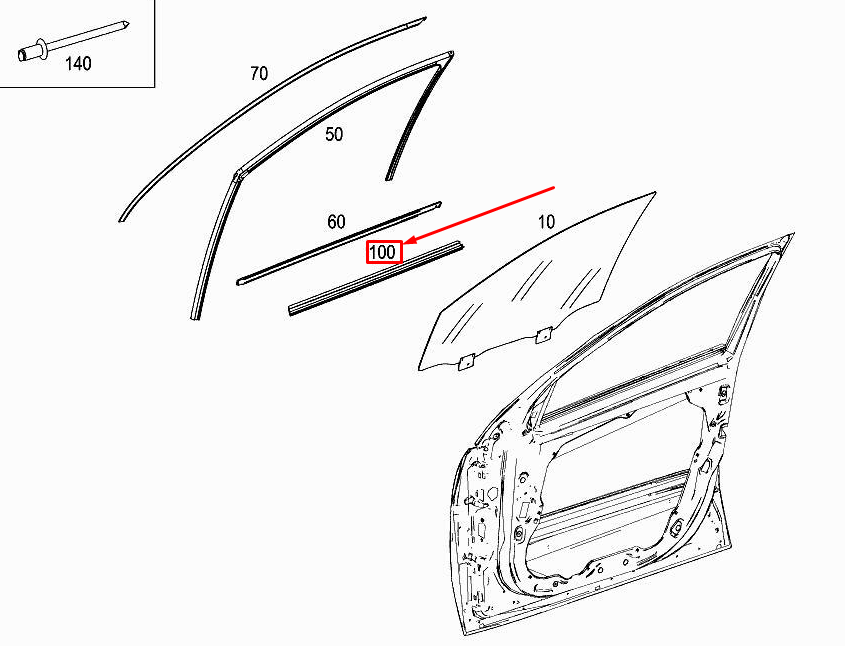 MERCEDES-BENZ R W251 Türdichtungsschiene innen vorne links A2517250965
