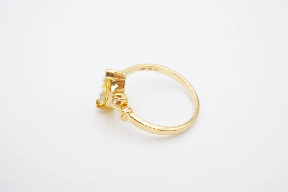 Anillo Diamonique Oro Amarillo 14k Circonita Cúbica Amarilla Talla 6 Foto 3 de 4