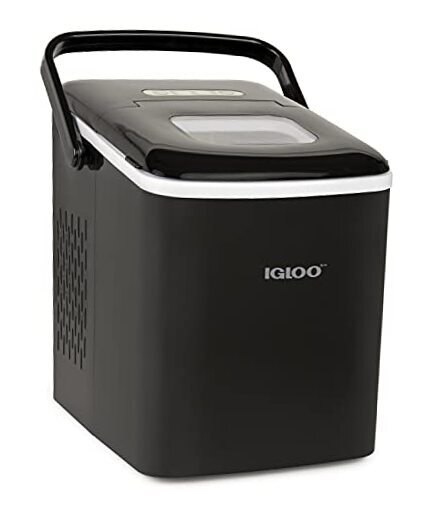 Premium Self-Cleaning Countertop Ice Maker Machine, Handled 26 Lb Handle Black