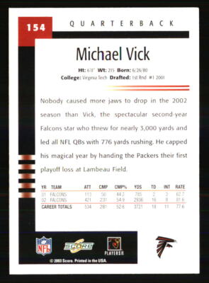 Michael Vick 2003 Score #154 FOOTBALL Card | eBay