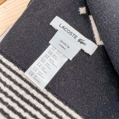 Lacoste Reversible Off-White & Black One Size Wool/Cotton  display picture 1