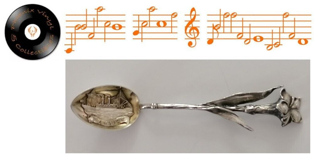 Antik 1888 Hamburg America Line Silber Gold Teelöffel Amaryllis Blumengriff