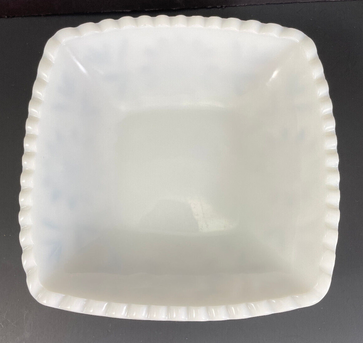 Milk Glass Square Candy Dish Bowl Hazel Atlas Prism 6.5" White Opaque
